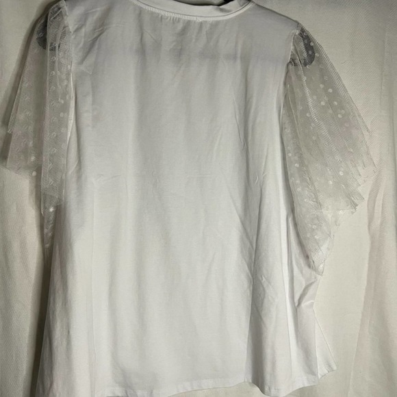NWT Eloquii white stretch t-shirt with lace flutter sleeves, size 2x 18-… - Picture 4 of 16